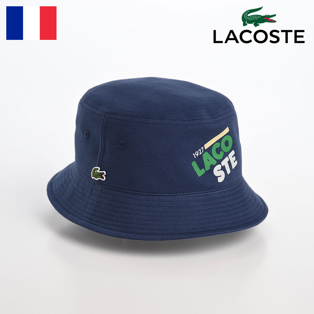 ラコステ LACOSTE バケットハット 帽子 父の日 メンズ レディース 春 夏 秋 冬 サファリハット 紫外線対策 UVカット ワニロゴ シンプル カジュアル サイズ調整 アウトドア ラコステ ブランド PRINT LOGO BUCKET HAT（プリントロゴ バケットハット） L7105 ネイビー