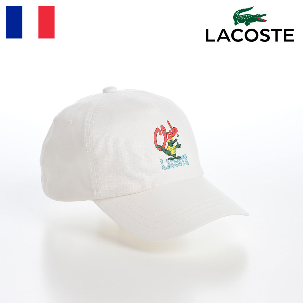 ラコステ LACOSTE ラコステ 帽子 父の日 ロゴキャップ CAP ベースボールキャップ 野球帽 カジュアル シンプル ワニロゴ 普段使い スポーツ ユニセックス フランスブランド ANIMATION 5P CAP（アニメーションファイブパネルキャップ） L7130 ホワイト