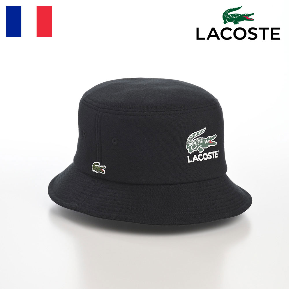 ラコステ LACOSTE ラコステ バケットハット 帽子 父の日 メンズ レディース 春 夏 秋 冬 サファリハット カジュアル シンプル ロゴ アウトドア タウンユース ユニセックス オールシーズン PRINT SWEAT BUCKET HAT（プリントスウェットバケットハット） L1282 ブラック