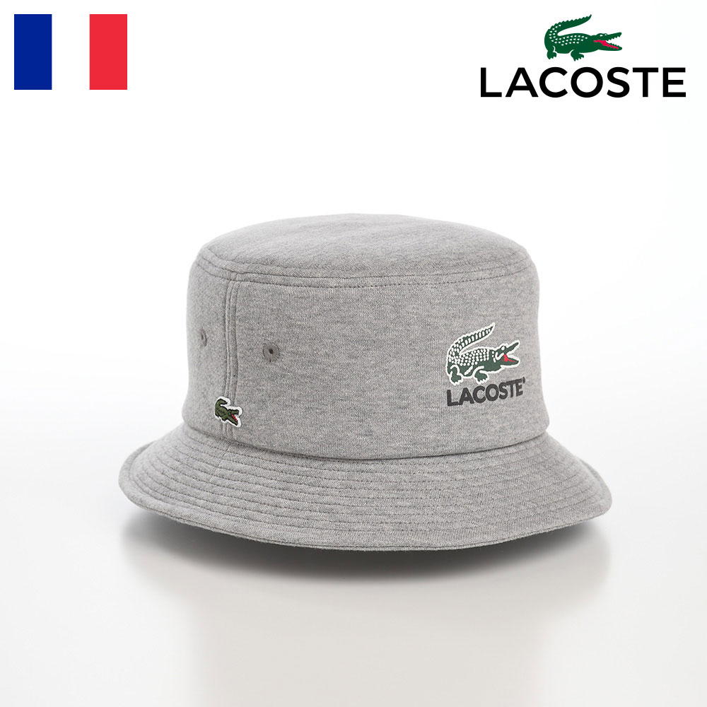 LACOSTE ラコステ バケットハット 帽子 父の日 メンズ レディース 春 夏 秋 冬 サファリハット カジュアル シンプル ロゴ アウトドア タウンユース ユニセックス オールシーズン PRINT SWEAT BUCKET HAT（プリントスウェットバケットハット） L1282 グレー