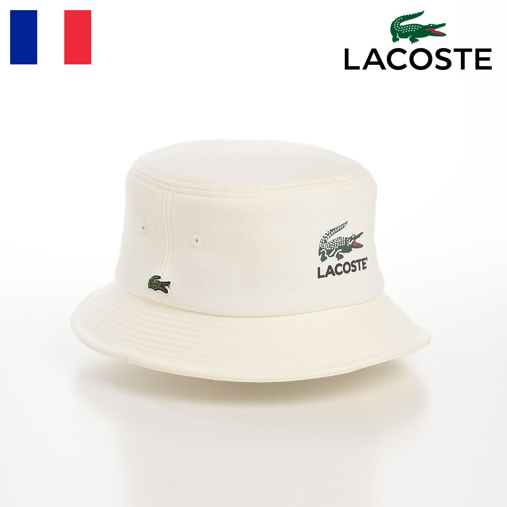 ラコステ LACOSTE ラコステ バケットハット 帽子 父の日 メンズ レディース 春 夏 秋 冬 サファリハット カジュアル シンプル ロゴ アウトドア タウンユース ユニセックス オールシーズン PRINT SWEAT BUCKET HAT（プリントスウェットバケットハット） L1282 オフホワイト