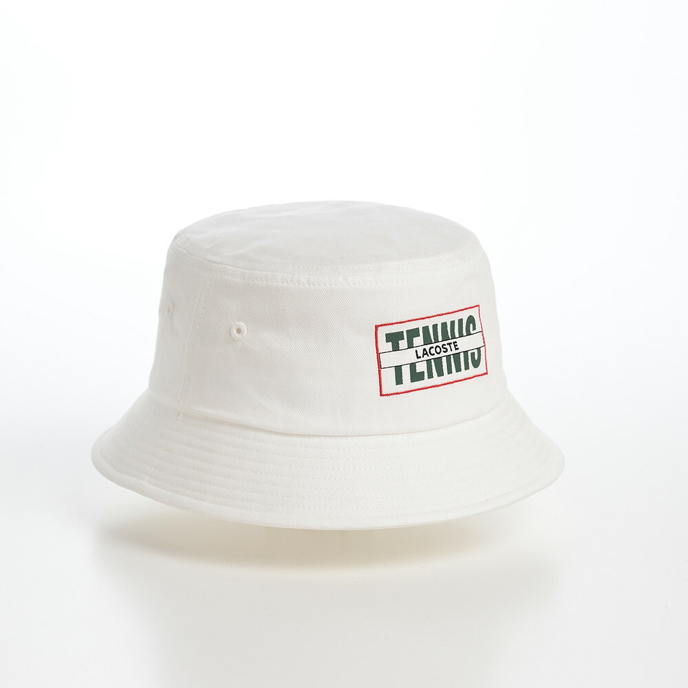 LACOSTE ラコステ バケットハット 帽子 メンズ レディース 春 夏 秋 冬 サファリハット カジュアル シンプル アウトドア ユニセックス オールシーズン TENNIS GRAPHIC TWILL BUCKET HAT(テニスグラフィックツイルバケットハット) L7127 ホワイト 2