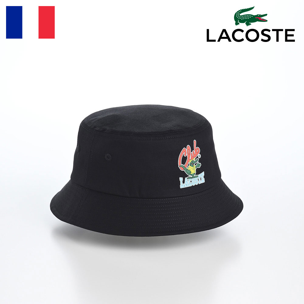 LACOSTE ラコステ バケットハット 帽子 父の日 メンズ レディース 春 夏 秋 冬 サファリハット カジュアル アウトドア ユニセックス オールシーズン ANIMATION LOW BUCKET HAT （アニメーションローバケットハット） L7131 ブラック