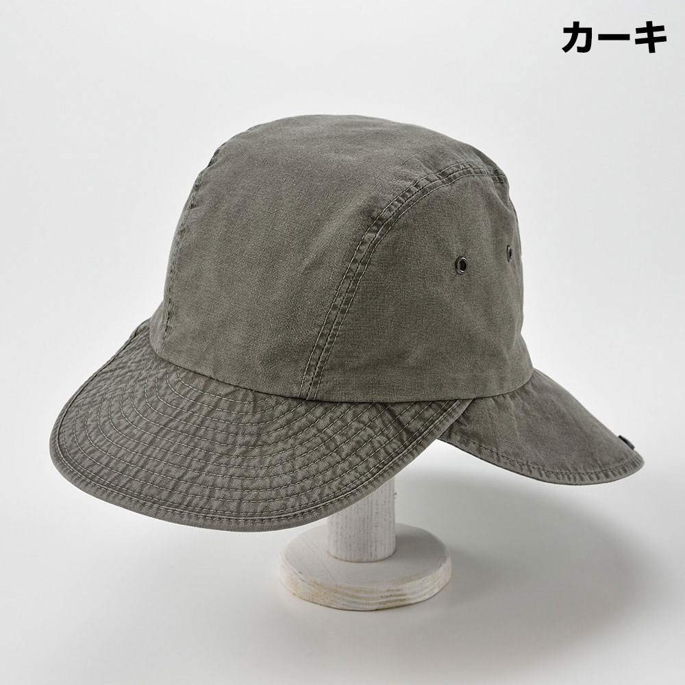 CAP キャップ メンズ レディース 日除け帽子 春 夏 UVカット UPF80 2way ネックカバー アウトドア 外作業 MISTRAL(ミストラル)コットンハブロックキャップMI1610 カーキ 送料無料 あす楽