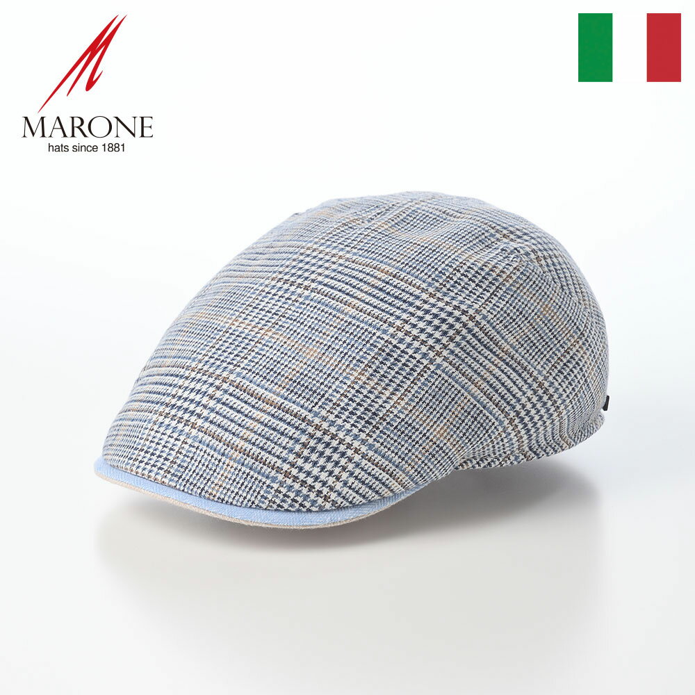 乐天商城 - 【スーパーSALE】 MARONE ハンチング帽 キャップ メンズ 春 夏 帽子 CAP ハンチングベレー 大きいサイズ レディース おしゃれ ギフト イタリアブランド マローネ Milano Principe（ミラノ プリンチペ） CT893 ブルー 父の日ギフト 2026