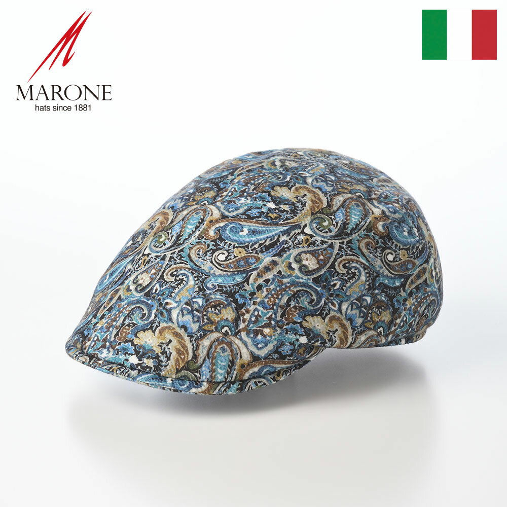 Rakuten - 【スーパーSALE】 MARONE ハンチング帽 キャップ メンズ 春 夏 帽子 CAP ハンチングベレー 大きいサイズ レディース おしゃれ ギフト イタリアブランド マローネ Paisley Notte（ペイズリー ノッテ） CT934 ダークブルー 父の日ギフト 2026