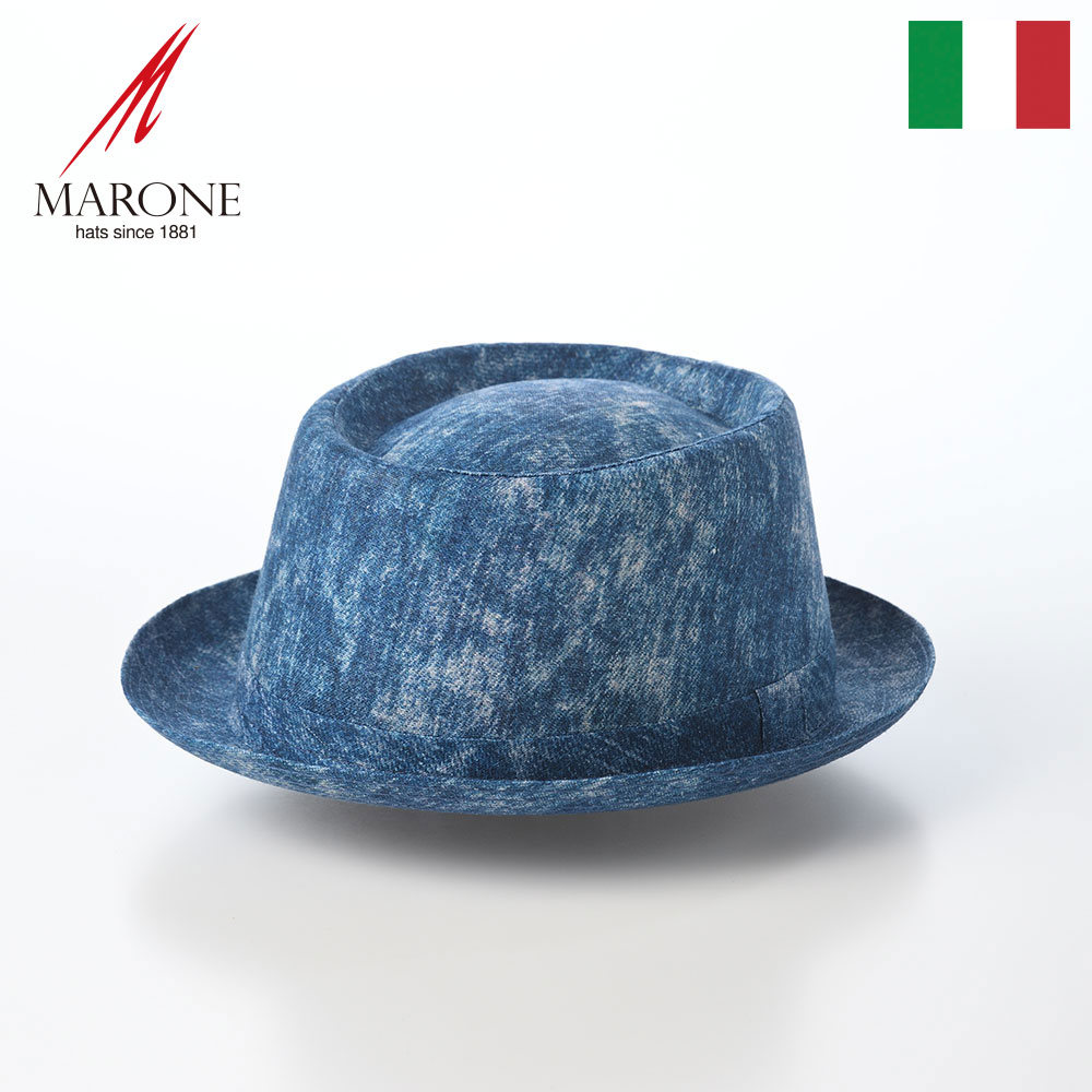Rakuten - MARONE ソフトハット 帽子 メンズ 春 夏 レディース カジュアル おしゃれ 普段使い 送料無料 ギフト イタリアブランド マローネ Marble Trilby（マーブル トリルビー） MT378 ブルー 父の日ギフト 2026