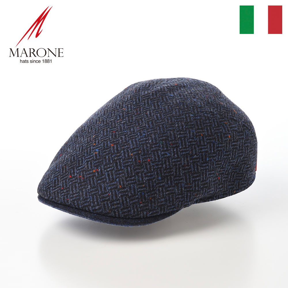 MARONE ハンチング帽 メンズ 秋 冬 帽子 キャップ CAP ハンチング帽 ニュースボーイキャップ 大きいサイズ おしゃれ レディース 送料無料 あす楽 イタリアブランド マローネ Milano Wool Mix（ミラノ ウールミックス） BT1133 ブルー 1