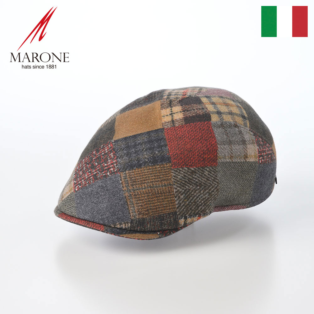 MARONE ハンチング帽 メンズ 秋 冬 帽子 キャップ CAP ハンチングベレー 鳥打帽 マルチパネル 大きいサイズ おしゃれ レディース 送料無料 あす楽 イタリアブランド マローネ Mado Patchwork(マド パッチワーク) BT1209 マルチ