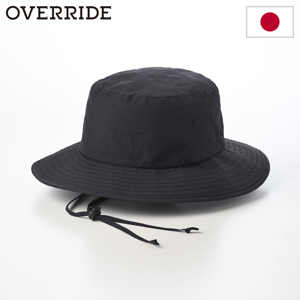 OVERRIDE オーバーライド サファリハット 帽子 メンズ レディース カジュアル おしゃれ 紳士帽 ファッション小物 ブランド OR REC NL ADVENTURE HAT SG（リサイクルナイロン アドベンチャーハット） ブラック クリスマスギフト