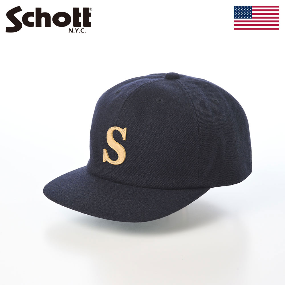 Rakuten - Schott ショット 帽子 ベースボールキャップ cap 秋 冬 メンズ レディース ユニセックス ファッション小物 おしゃれ ブランド アメリカ アメカジ WOOL WAPPEN 6P CAP（ウールワッペン 6P キャップ） SC138 ネイビー 父の日ギフト 2026