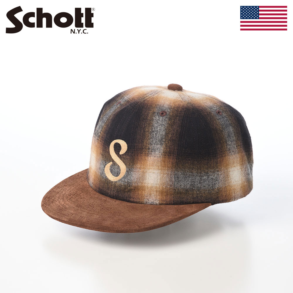 Rakuten - Schott ショット 帽子 ベースボールキャップ cap 秋 冬 メンズ レディース ユニセックス ファッション小物 おしゃれ ブランド アメリカ アメカジ CHECK×NUBUCK 6P CAP（チェック×ヌバック 6P キャップ） SC139 ブラウン 父の日ギフト 2026