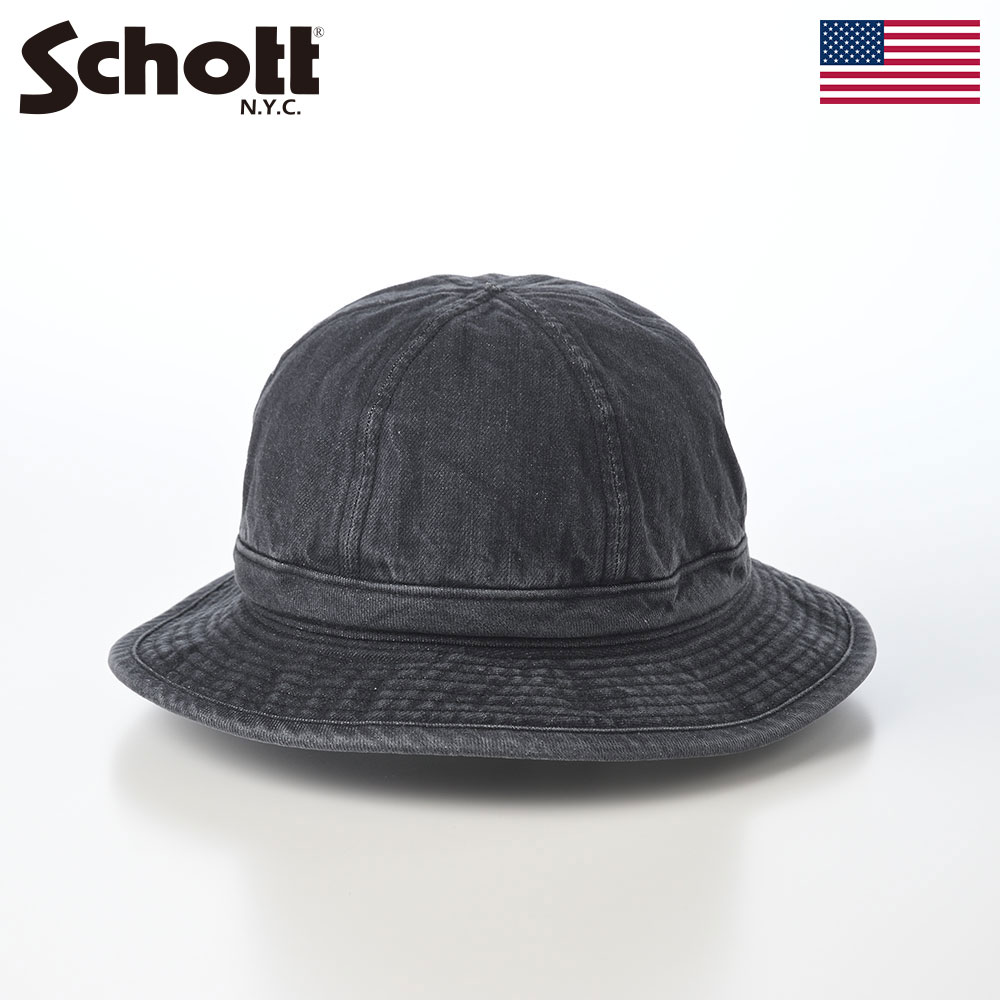 乐天商城 - Schott ショット 帽子 メトロハット cap メンズ レディース ユニセックス ファッション小物 おしゃれ ブランド アメリカ アメカジ VINTAGE DENIM STEMCIL LOGO METRO HAT（ヴィンテージデニム ステンシルロゴ メトロハット） SC146 ブラック 父の日ギフト