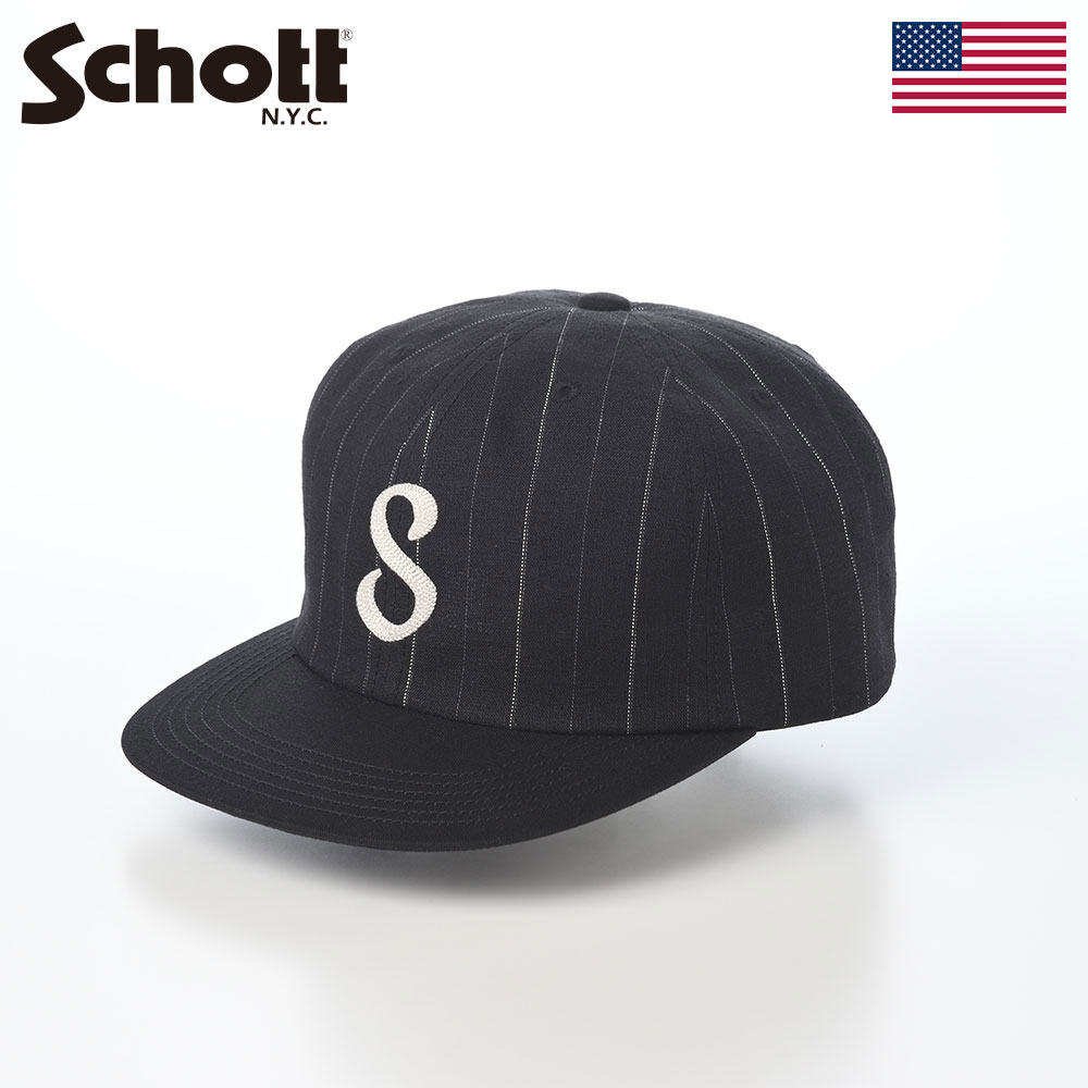 乐天商城 - Schott ショット 帽子 ベースボールキャップ cap メンズ レディース ユニセックス ファッション小物 おしゃれ ブランド アメリカ アメカジ LINEN MIX STRIPE CAP（リネンミックス ストライプ キャップ） SC149 ブラック 父の日ギフト