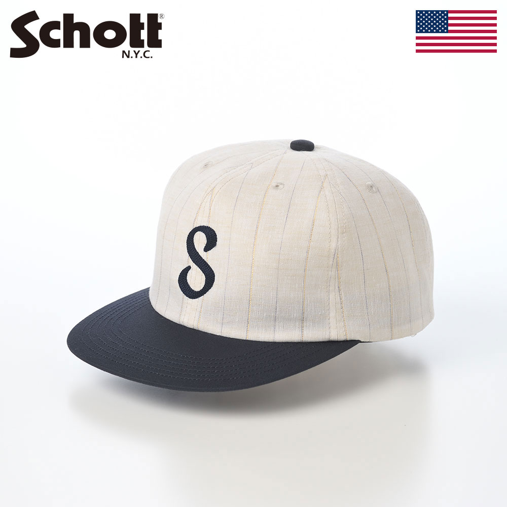 乐天商城 - Schott ショット 帽子 ベースボールキャップ cap メンズ レディース ユニセックス ファッション小物 おしゃれ ブランド アメリカ アメカジ LINEN MIX STRIPE CAP（リネンミックス ストライプ キャップ） SC149 ネイビー 父の日ギフト