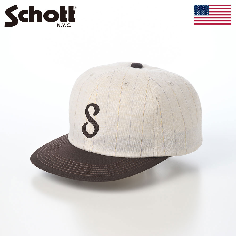 乐天商城 - Schott ショット 帽子 ベースボールキャップ cap メンズ レディース ユニセックス ファッション小物 おしゃれ ブランド アメリカ アメカジ LINEN MIX STRIPE CAP（リネンミックス ストライプ キャップ） SC149 ブラウン 父の日ギフト