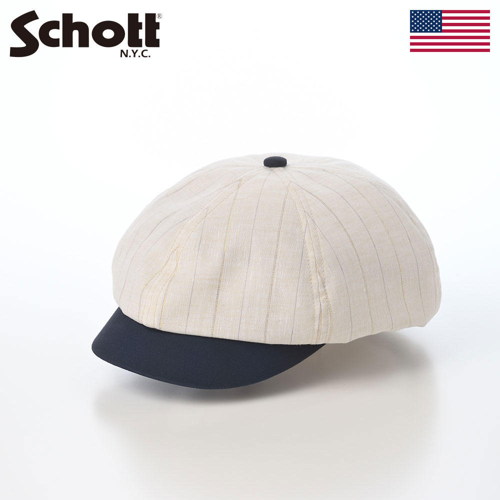 乐天商城 - Schott ショット 帽子 キャスケット cap 春 夏 メンズ レディース ユニセックス ファッション小物 おしゃれ ブランド アメリカ アメカジ LINEN MIX STRIPE CASQUETTE（リネンミックス ストライプ キャスケット） SC159 ネイビー 父の日ギフト
