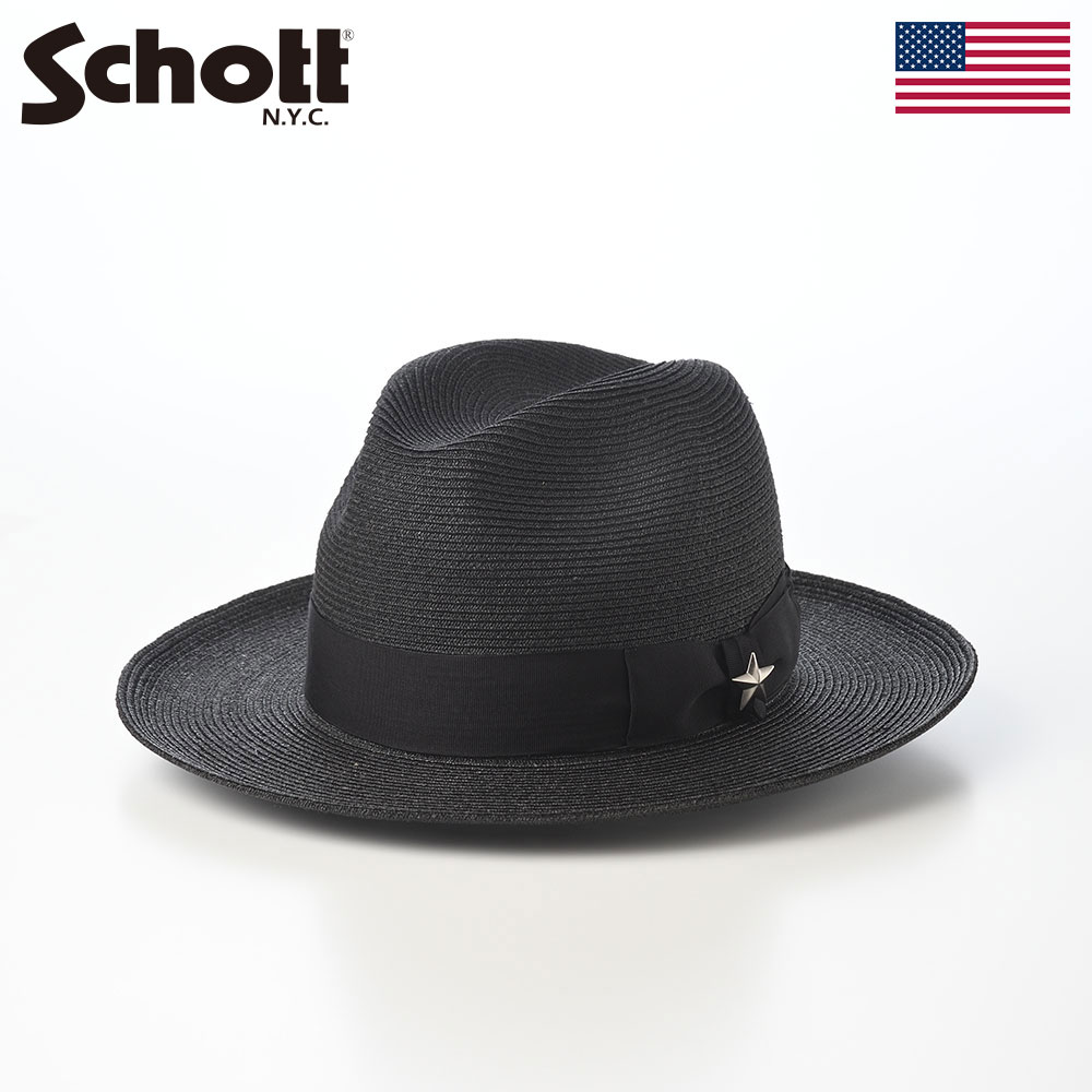 乐天商城 - Schott ショット 帽子 ブレードハット cap メンズ レディース ユニセックス ファッション小物 おしゃれ ブランド アメリカ アメカジ ONE STAR RAFFIA BRAID HAT（ワンスター ラフィアブレード ハット） SC162 ブラック 父の日ギフト