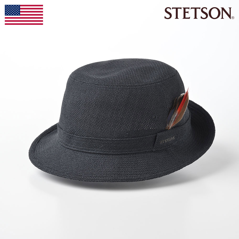 STETSON ステットソン バケットハット サファリハット 帽子 父の日 ブランド メンズ 紳士帽 春 夏 大きいサイズ カジュアル おしゃれ シンプル 普段使い 羽飾り レディース ギフト プレゼント アメリカ LINETRON ALPEN（リネトロン アルペン）SE074 チャコール