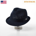 ステットソン 帽子 メンズ STETSON(ステットソン) マニッシュハット メンズ 春夏秋冬 中折れ帽子 フェドラ リネン素材 日本製 アメリカブランド アジャスター付 オールシーズン対応 送料無料 ギフト プレゼント あす楽 [マニッシュサーモニット SE105 ネイビー]