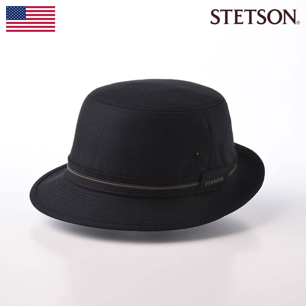 ステットソン 帽子 メンズ ステットソン 帽子 父の日 アルペンハット つば短 トリルビー メンズ 紳士 秋 冬 ブランド カジュアル 普段使い サイズ調整 おしゃれ シンプル プレゼント ギフト 送料無料 アメリカ STETSON WOOL ALPEN HAT（ウールアルペンハット）SE124 ブラック