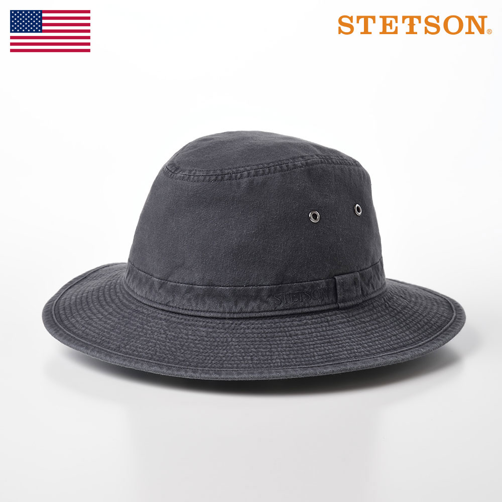 ステットソン 帽子 メンズ STETSON サファリハット 帽子 父の日 メンズ 春 夏 カジュアル アウトドア キャンプ 登山 サイズ調整 紳士帽 アメリカブランド 送料無料 ギフト ステットソン COTTON OVERDYE WASHED LONG HAT（コットンオーバーダイウォッシュドロングハット）SE580 ブラック