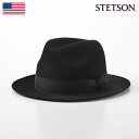 STETSON ステットソン 中折れハット ラビットフェルト 帽子 復刻モデル フェルトハット フェドラ メンズ レディース 紳士 秋 冬 大きいサイズ アメカジ フォーマル カジュアル おしゃれ アメリカ ブランド MANHATTAN（マンハッタン）SE621 ブラック