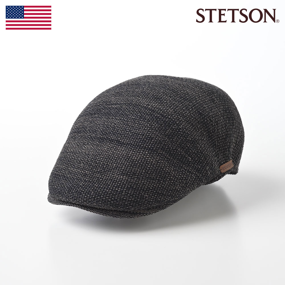 ■別のカラーはこちらブルーベージュ仕様 カラー：ブラック ブランド：STETSON（ステットソン）／アメリカ 素材：綿77％、ポリエステル22％、ナイロン1％／ワッペン部分：牛革 つばの広さ：約6.5cm 重さ：約100g スベリ絞りアジャスターあり（1〜1.5cmサイズを小さくできます） 日本製 ■ サイズの目安 58cm(適応サイズ 57cm-58.5cm) 創業1865年、アメリカン・スピリットの象徴STETSON（ステットソン）。 1865年、ジョン・B・ステットソンによって設立されたSTETSON（ステットソン）は、西洋の開拓精神から生まれ、今や帽子愛好家に限らず、誰もが知るアメリカのアイコンに成長しました。 STETSON（ステットソン）は、アメリカの伝統に深く根ざした、上質な帽子を作り続けています。年を重ねるにつれ良さが引き立つ製品を評価する文化こそ、STETSON（ステットソン）の信条です。STETSON（ステットソン）は、150年以上前のジョン・B・ステットソンが用いた技術を使って、今も帽子を手づくりしています。そしてこのアプローチこそ、ハリウッドスターをはじめ、多くの顧客に支持される鍵となっています。 ステットソン・ジャパンもまたこの精神を引き継ぎ、本国ステットソンのライセンス提供を受け、日本人の頭にフィットする日本製のハンチング、布帛ハットを世に送り出しています。ステットソン・ジャパンの帽子は、そのかぶり心地の良さ、使う側の視点に立ったデザイン性から、本国ステットソンにも高く評価されています。