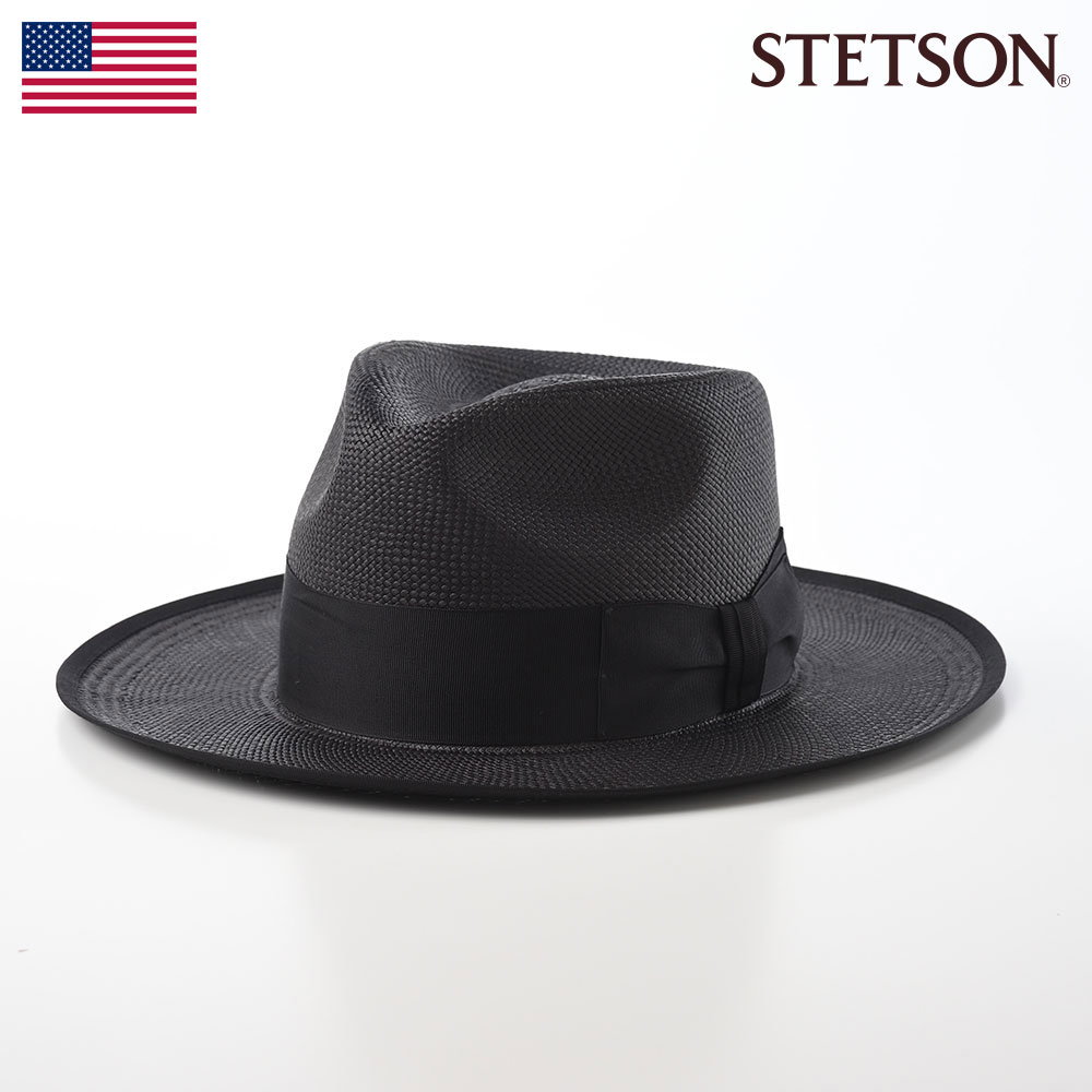 楽天メンズハット・帽子専門店 時谷堂STETSON ステットソン パナマ帽 パナマハット 帽子 父の日 中折れハット メンズ レディース 本パナマ 春 夏 つば広 フラットブリム アジャスター付 カジュアル フォーマル おしゃれ FLAT VINTAGE PANAMA（フラット ヴィンテージ パナマ）SE656 ブラック