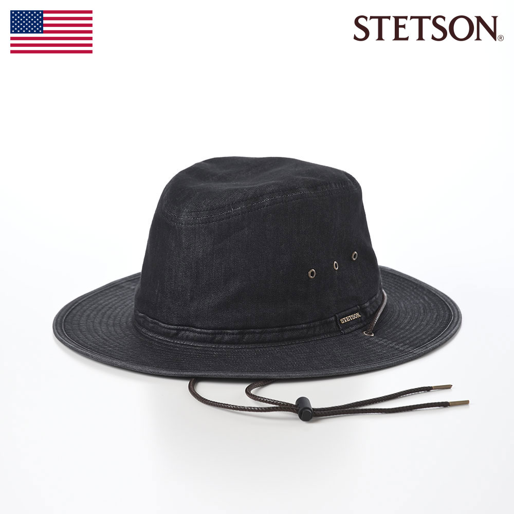 STETSON 帽子 アウトドアハット ソフトハット ソフト帽 春夏 メンズ 紳士帽 バケット サファリ ブランド 大きいサイズ カジュアル ファッション小物 ステットソン COOL MAX DENIM HAT(クールマックス デニムハット) SE768 ブラック