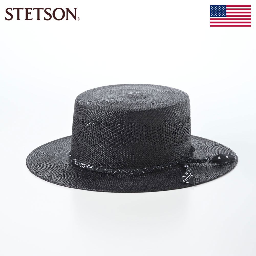 STETSON 帽子 パナマハット ボーターハット メンズ レディース 春 夏 ブランド 大きいサイズ シンプル カジュアル ファッション小物 アメリカ ステットソン VENTED FLAT BANDANA PANAMA（ベンテッド フラット バンダナ パナマ） SE873 ブラック