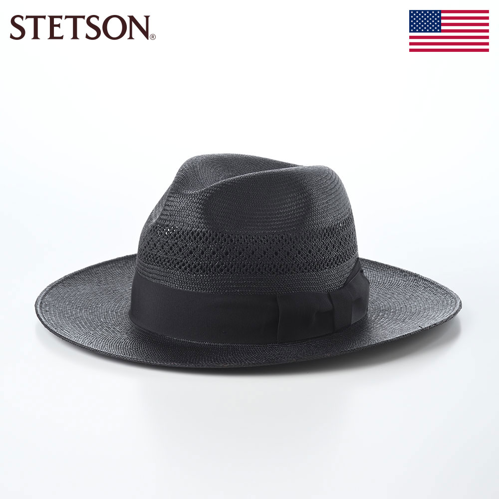 STETSON 帽子 パナマハット メンズ レディース 春 夏 ブランド 大きいサイズ シンプル カジュアル ファッション小物 アメリカ ステットソン VINTAGE OPENWORK PANAMA G8（ヴィンテージ オープンワーク パナマ G8） SE879 ブラック