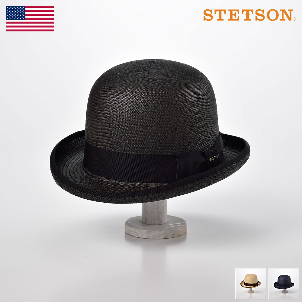 STETSON(ステットソン) パナマハット ボーラーハット メンズ レディース 春夏 革スベリ パナマ帽子 紳士帽 クラシック ネイビー ナチュラル ブラック 送料無料 [ポアロパナマG6 SH461] あす楽