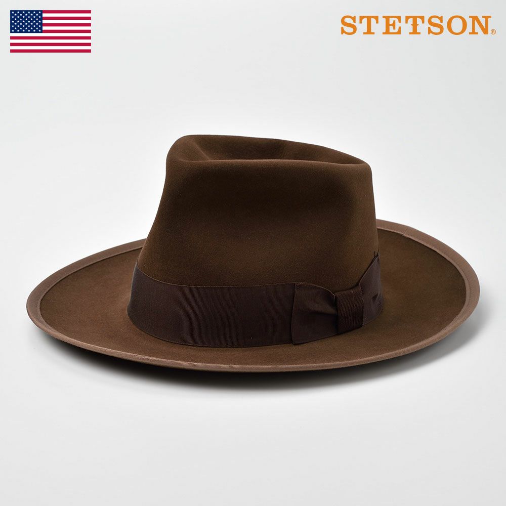 STETSON ステットソン ビーバー ラビット フェルトハット メンズ レディース 中折れハット 帽子 父の日 紳士 秋冬 ブラウン [ウィペットリプロ ST203] 化粧箱付き 送料無料 あす楽