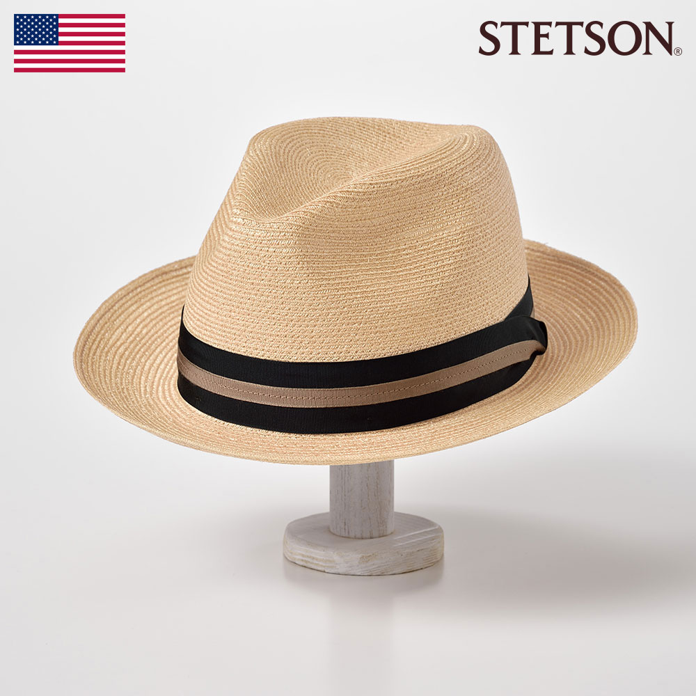 STETSON ステットソン ストローハット 麦わら帽子 メンズ 春夏 革スベリ 中折れ帽子 紳士帽 ブレードハット ベージュ 59cm 60cm 送料無料 あす楽 ギフト プレゼント アメリカ製 ブリストル ST100