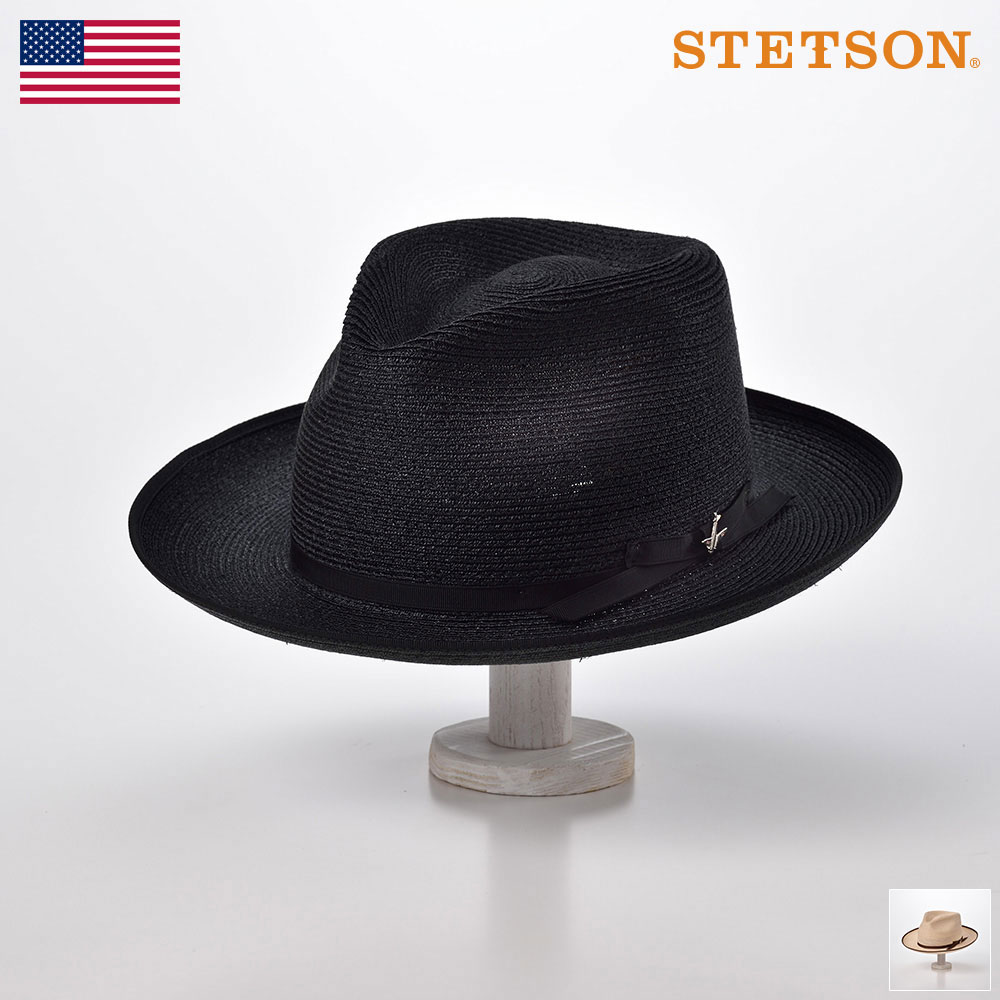 ヘンプ 帽子（メンズ） STETSON(ステットソン) ストローハット 中折れハット メンズ レディース 春夏 麦わら帽子 中折れ帽 ブレードハット クラシカル 紳士帽 ブラック ナチュラル 送料無料 [ストラトライナーヘンプ ST114] あす楽