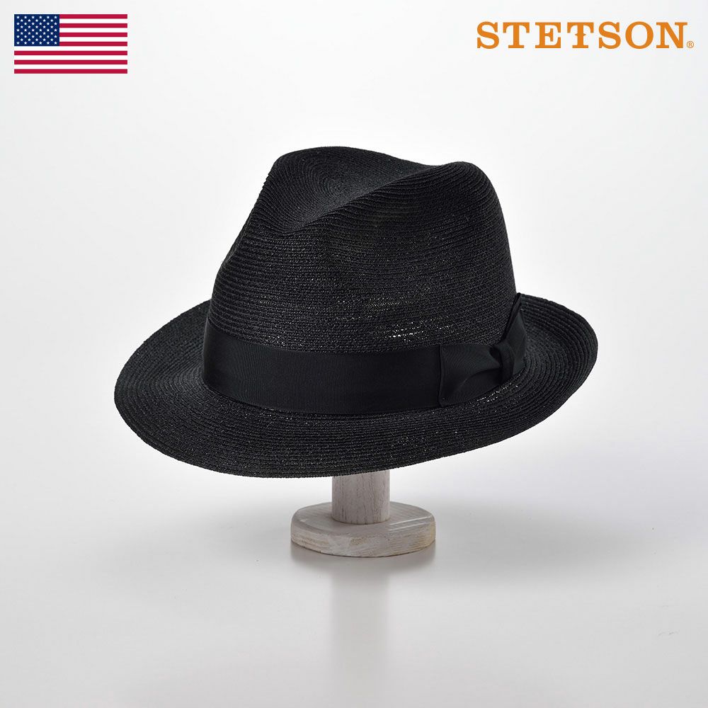 ヘンプ 帽子（メンズ） STETSON(ステットソン) 中折れハット 中折れ帽子 メンズ レディース 春夏 麦わら帽子 ストローハット ブレードハット 涼しい 紳士帽 ブラック 送料無料 [チャールストンヘンプ ST132] あす楽