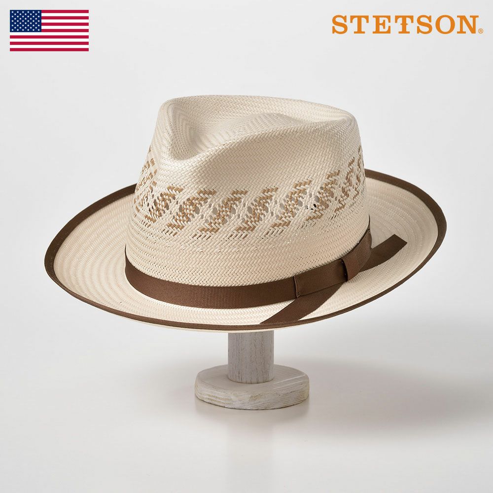 STETSON ステットソン 透かし編み ストローハット 麦わら帽子 メンズ 春夏 中折れ帽 中折れハット 紳士帽 ペーパーハット アイボリー 送料無料 あす楽 ギフト プレゼント アメリカ製 カッパ ST143