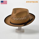 STETSON ステットソン 透かし編み ストローハット 麦わら帽子 メンズ 春夏 中折れ帽 中折れハット 紳士帽 ペーパーハット マスタード 送料無料 あす楽...