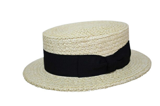 1850年創業 Tesiテシ イタリア製 インポート ストロー カンカン帽 ナチュラル (ブラックリボン) 57cm 59cm 61cm トラディショナル レトロ メンズ 帽子 麦 T0622