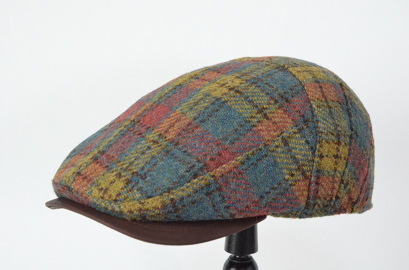 Harris Tweed ハリスツィード RETTERレッター メンズ ハンチング MIX S〜LL 56cm〜62cm サイズアジャスター付き 日本製 紳士帽子 男性 秋冬 パッチワーク RE-H-2110124-YELLOW