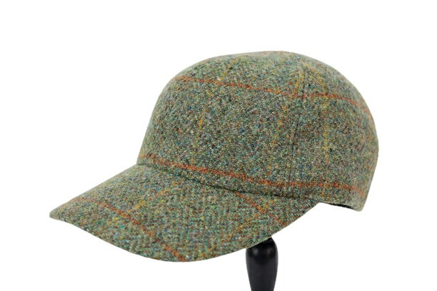 S～3L NISHIKAWAオリジナル Harris Tweed ハリスツィード　ヘリンボーン　メンズキャップ　サイズアジャスターつき グリーン系 大きいサイズ 日本製 野球帽 秋冬 紳士 帽子 42H21