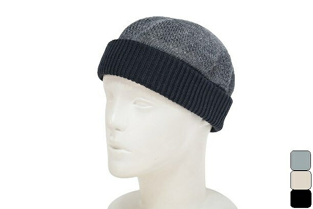 楽天帽子専門店 HATSHOP NISHIKAWAメンズ RETTERレッター ロールキャップ サマー ニット帽 ニットキャップ 日本製 メッシュ サーモ糸 綿麻 ワッチ サグキャップ フィッシャーマンキャップ（チャコール/ナチュラル/ブラック） 室内 春夏 RE-S-2402002