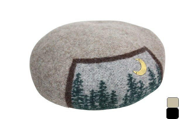 婦人 帽子 tuduri ツヅリ ウール レディースベレー 窓と森のベレー 日本製 サイズ調節付き 女性 (ベージュ/クロ) 20代 30代 40代 50代 60代 70代 秋冬 TU-S-2409107