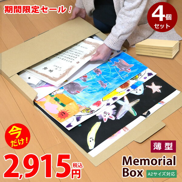 【新商品】【送料無料】ZA84　メモリアルボックス　スリム　4個セット　薄型　収納ボックス　ダンボー..