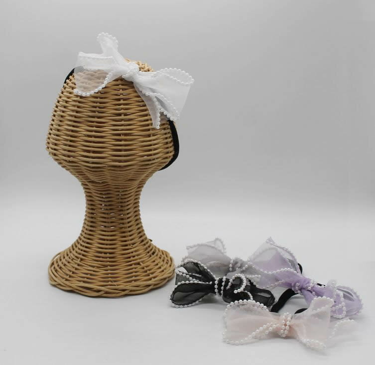 【plume】ハンドメイド　ベビーヘアバンド　シフォンパールリボン