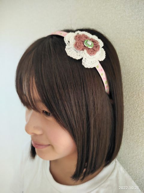 【手仕事屋CHINA】ハンドメイド　KIDS MOTIF HAIRBAND（完成品）　ピンク