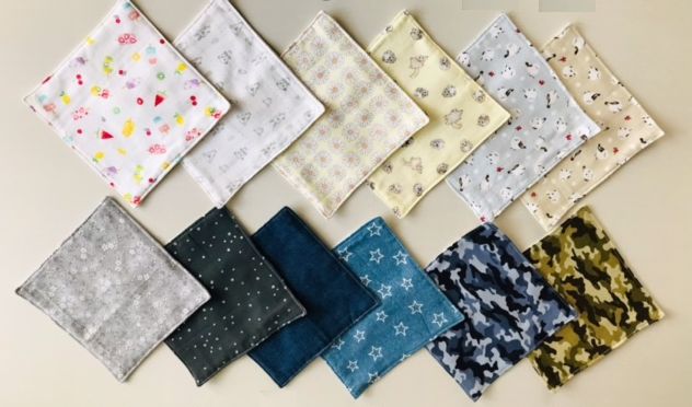 【fuwa fuwa】ハンドメイド　6重ガーゼハンカチ（18×18cm）