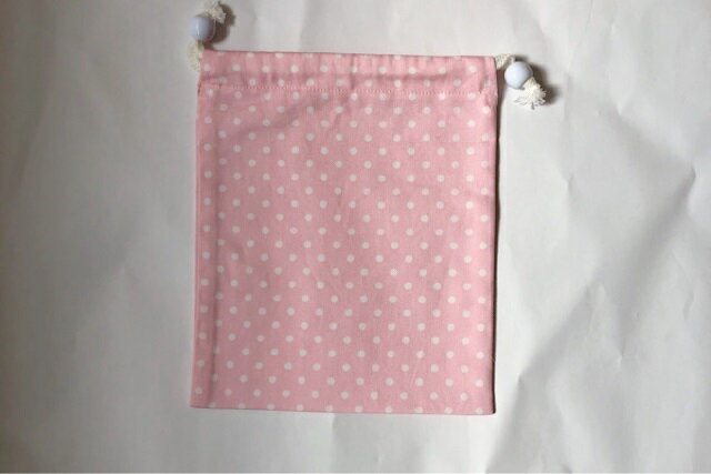 【lefua_hand made】現品限り！　ハンドメイド　コップ袋に最適！縦20×横17サイズ　水玉ピンク