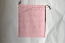 【lefua_hand made】現品限り! ハンドメイド コップ袋に最適!縦20×横17サイズ 水玉ピンク